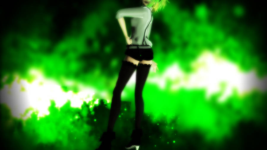 Green-haired Girl In Green Fire Wallpaper