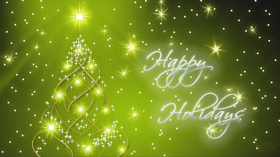 Green Happy Holidays Art Wallpaper