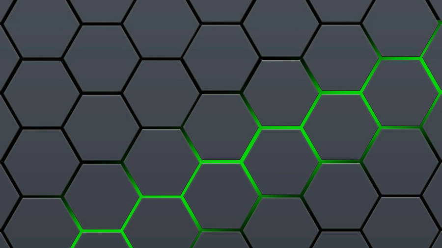 Green Hexagon Abstract Art Wallpaper
