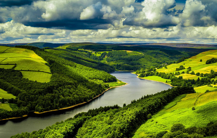 Green Hill And Dordogne River Wallpaper