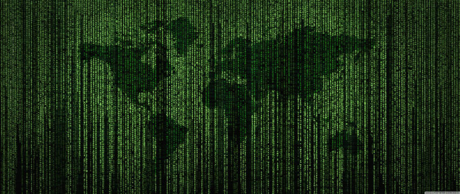 Green Matrix World Map Wallpaper