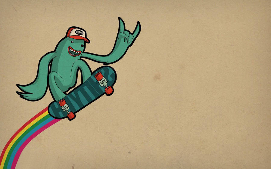 Green Monster In Skateboard Wallpaper