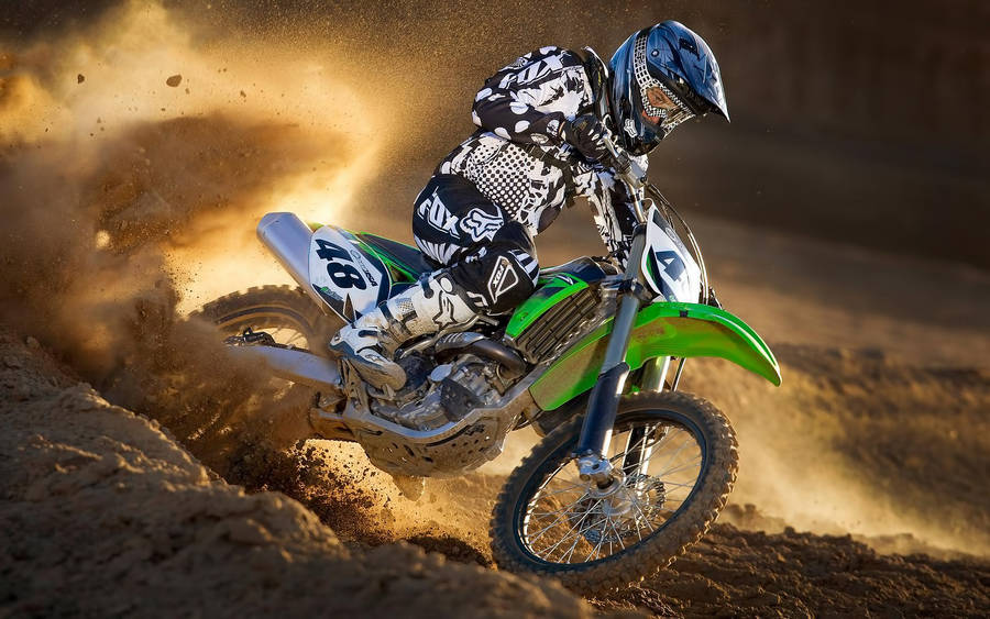 Green Motocross Bike Rider Wallpaper