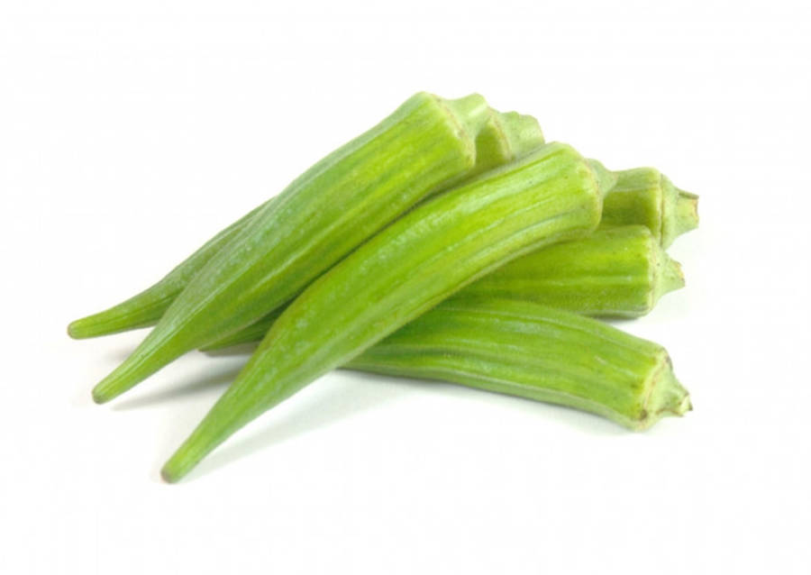 Green Okra In White Wallpaper