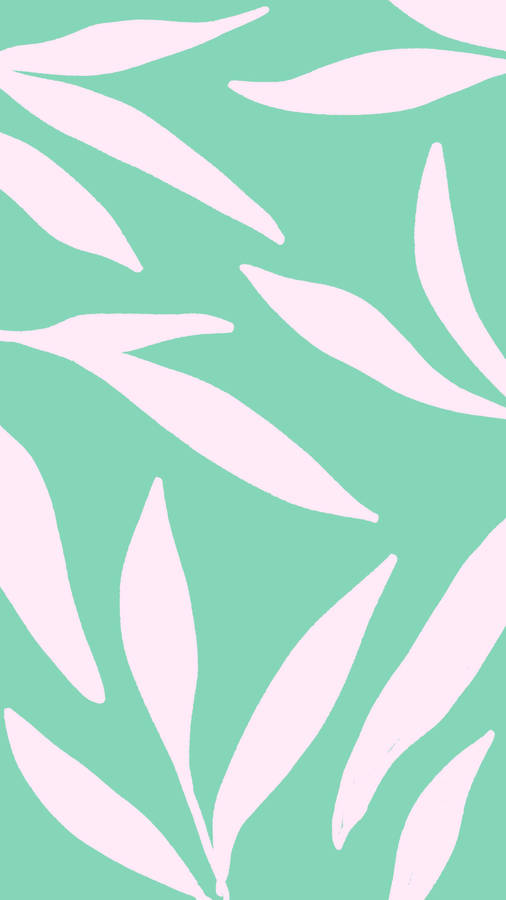 Green Pastel Minimalist Plant Art Wallpaper