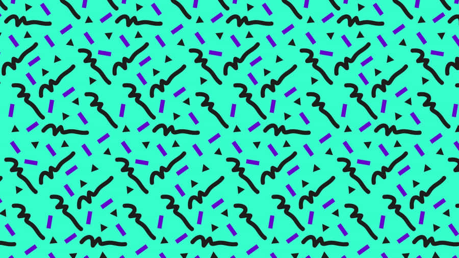 Green, Purple, And Black 90s Style Background Wallpaper