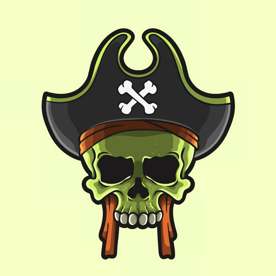 Green Skull Pirate Logo Wallpaper