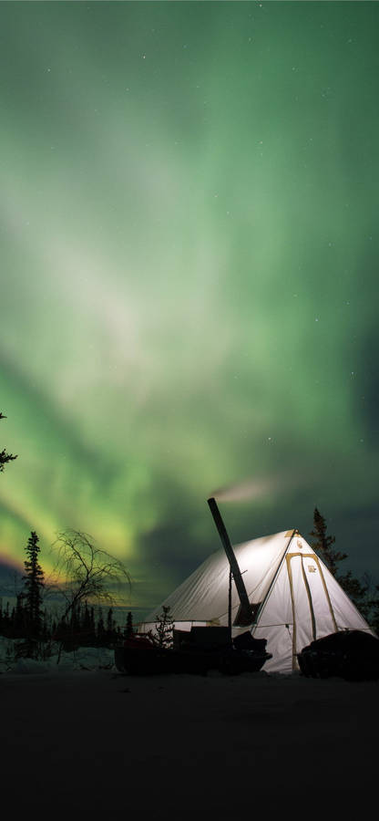 Green Sky Camping Wallpaper