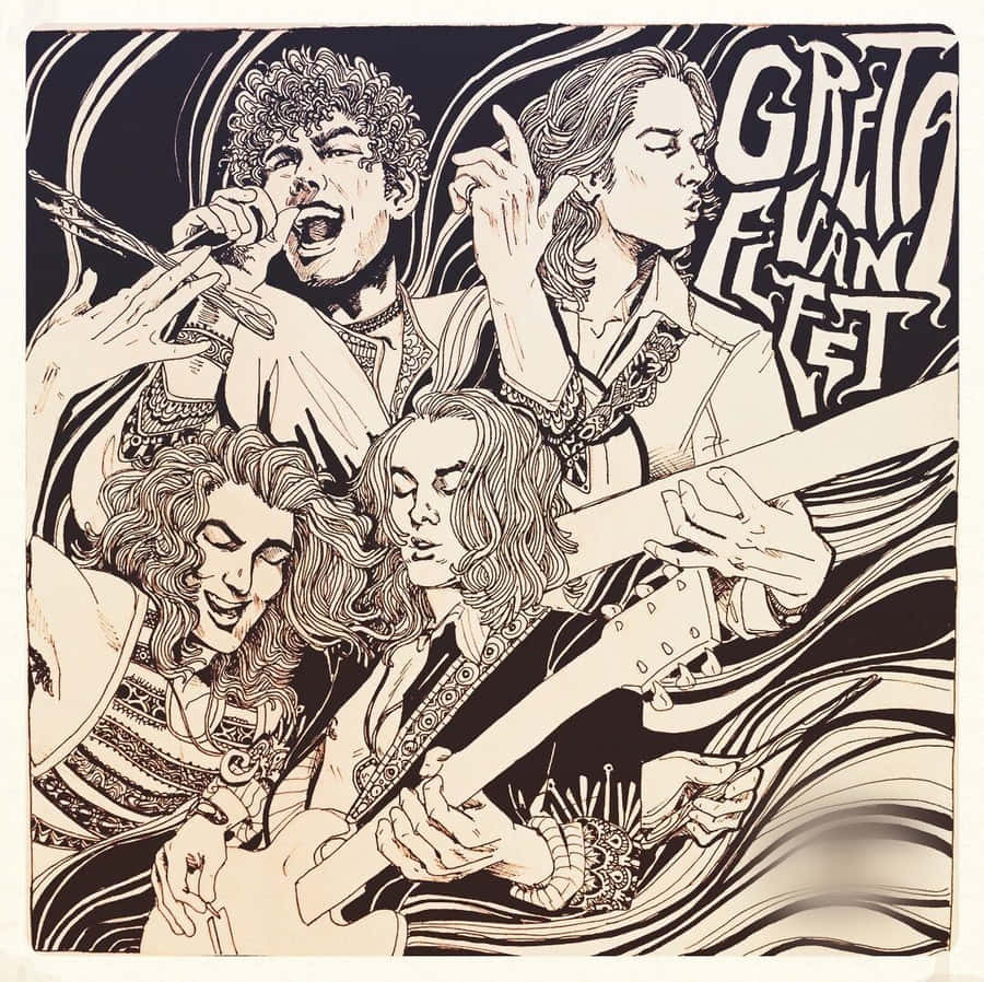 Greta Van Fleet Rock Band Sketched Picture Wallpaper