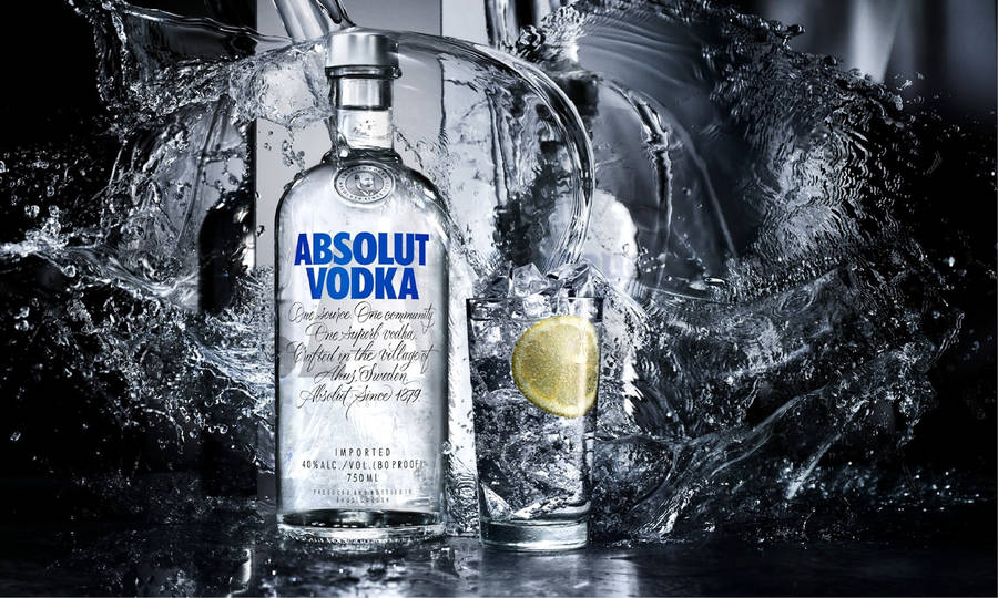 Greyscale Absolut Vodka Water Splash Wallpaper