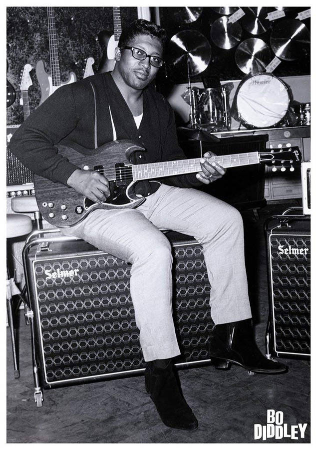 Greyscale Guitarist Bo Diddley Wallpaper