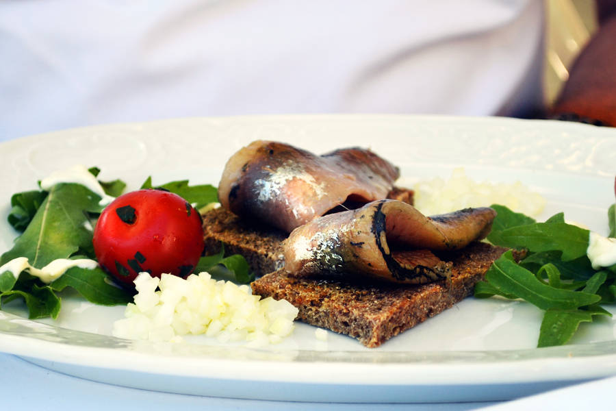 Grilled Boneless Herrings On A Plate Wallpaper