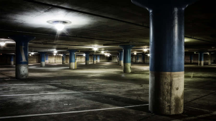 Grimy Empty Building Parking Lot Wallpaper