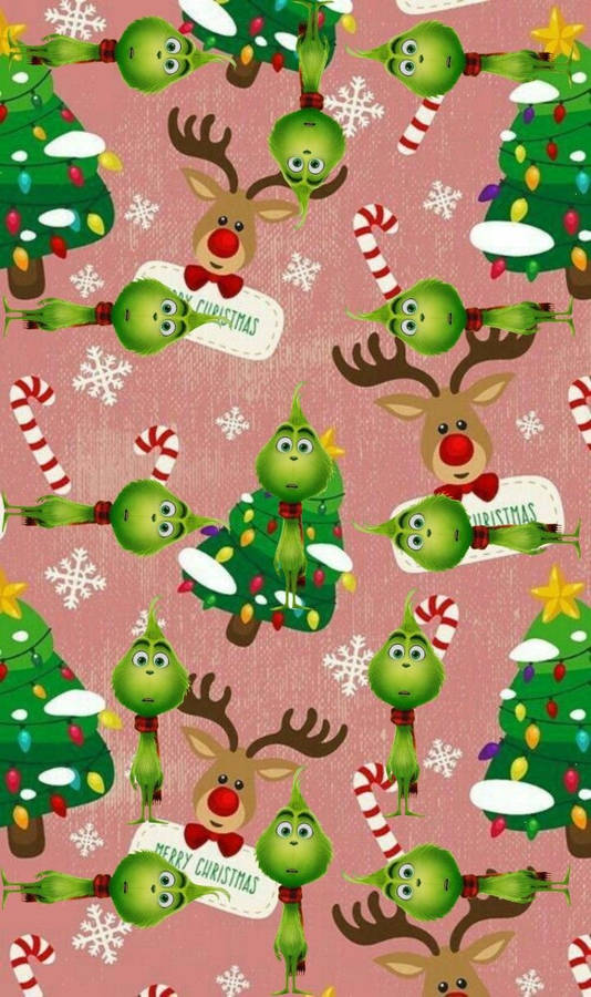 Grinch Christmas Pattern Wallpaper