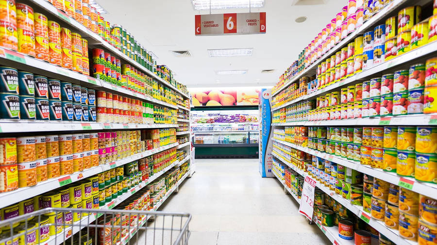 Grocery Store With Canned Goods Wallpaper