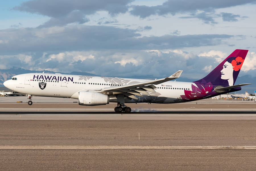 Ground-view Of A Hawaiian Airlines Plane Wallpaper