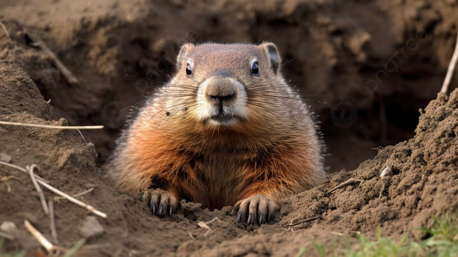 Groundhog Emerging From Burrow.jpg Wallpaper