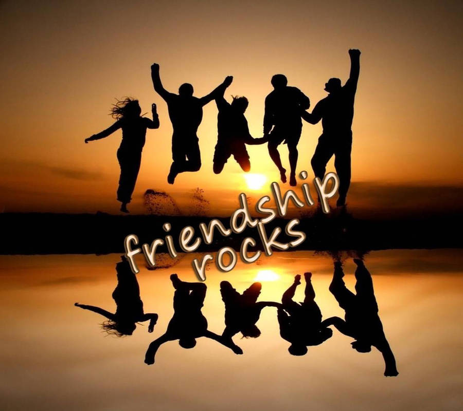 Group Jump Shot Friendship Rocks Wallpaper