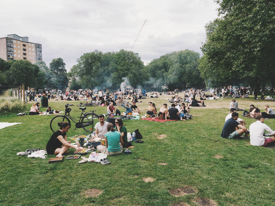 Group Of People At The Park Wallpaper