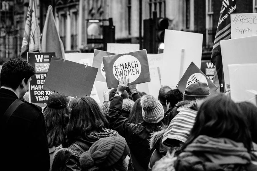 Group Of People Protesting Women's Rights Wallpaper