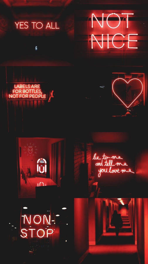 Grunge Aesthetic Dark Red Neon Lights Wallpaper