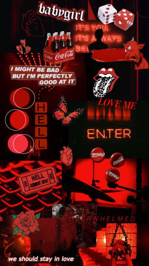 Grunge Emo Red Collage Aesthetic Wallpaper