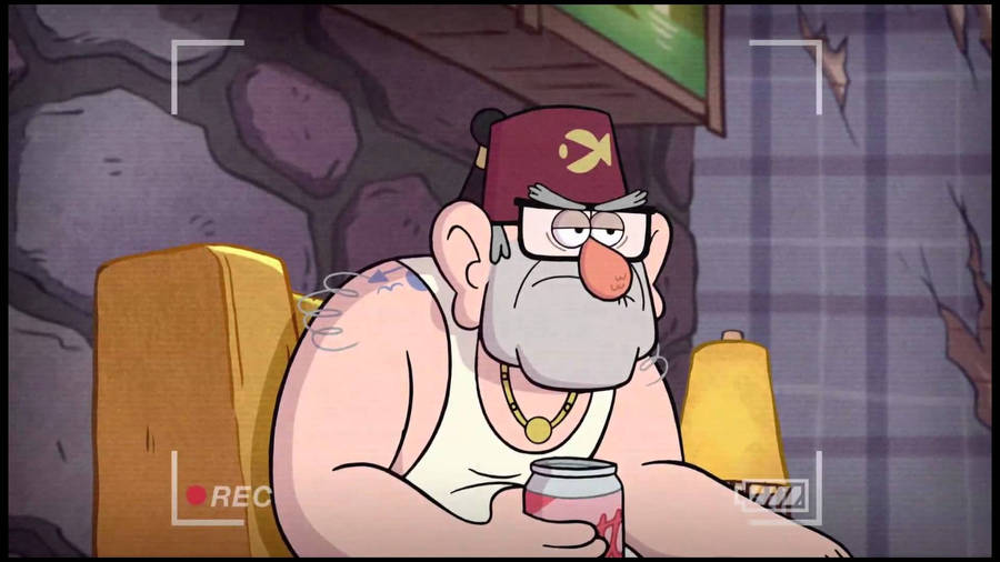 Grunkle Stan In Yellow Sofa Wallpaper