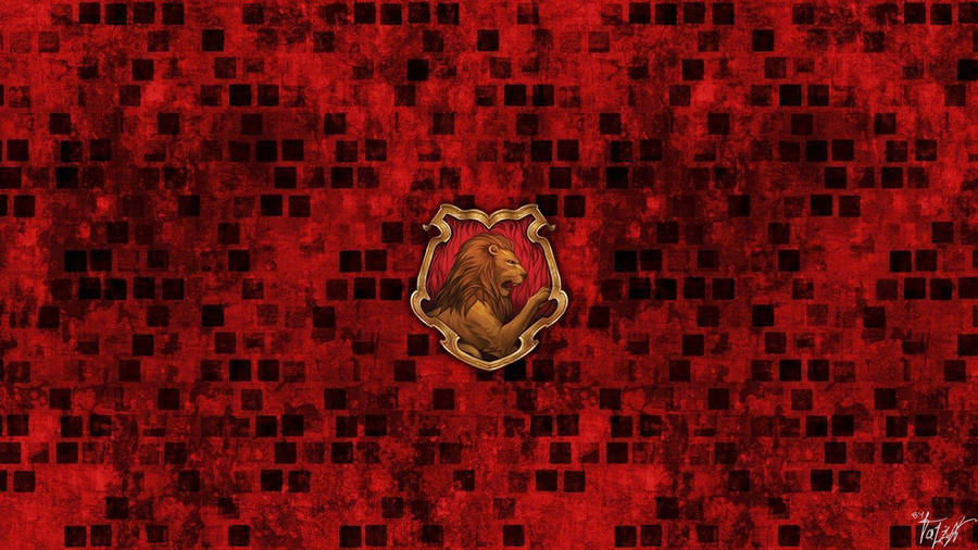 Gryffindor Lion Creston Red Background Wallpaper