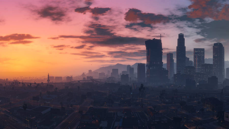 Gta 5 2560x1440 Dense Fog Against Sunset Wallpaper