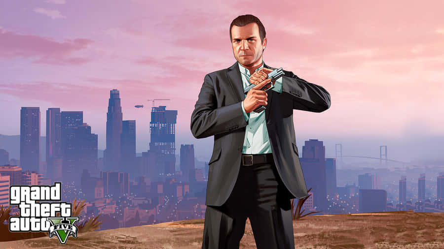 Gta Online With A Cocked Pistol Wallpaper