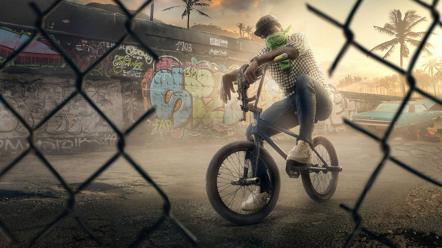 Gta Sa 4k Man On Bicycle Wallpaper