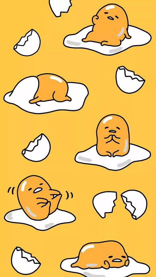 Gudetama Aesthetic Image In Different Lazy Positions Wallpaper