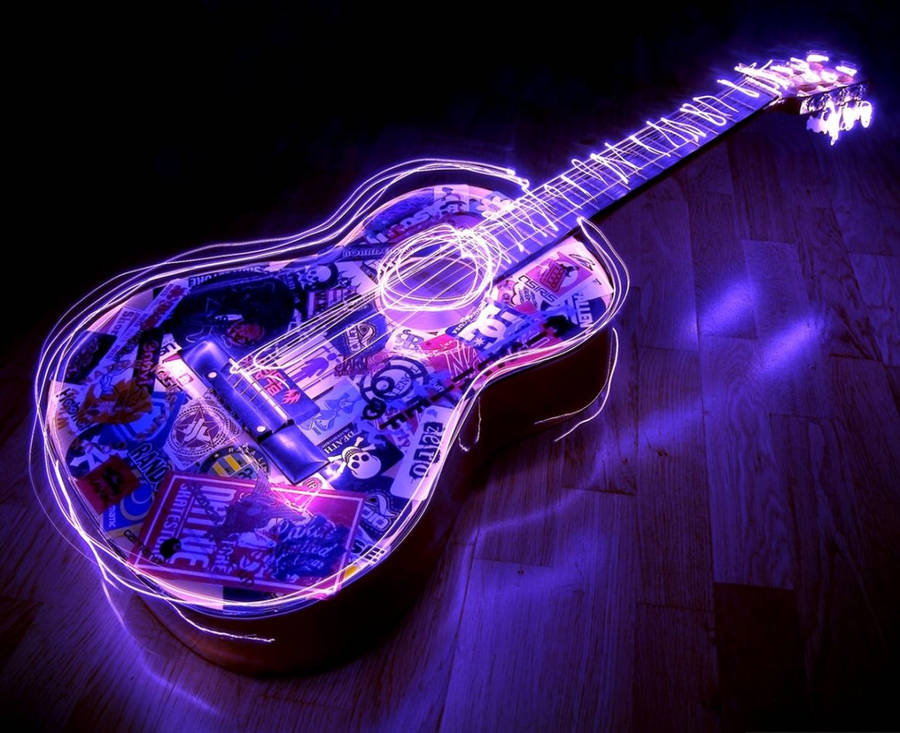 Guitar Led Light Wallpaper