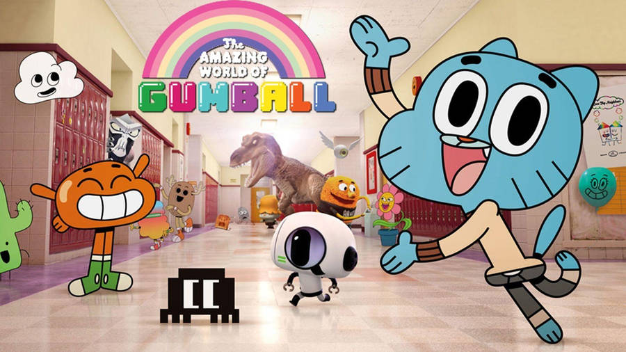 Gumball School Hallway Wallpaper