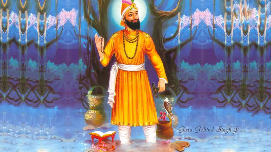 Guru Gobind Singh Ji Traditional Art Wallpaper