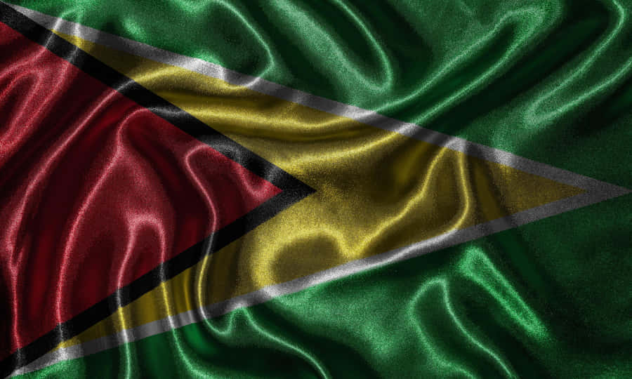 Guyana Flag Wavy Fabric Texture Wallpaper