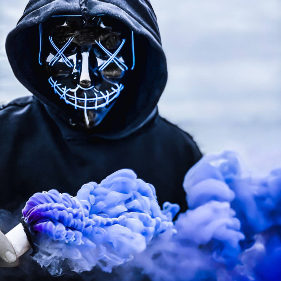 Hacker With Purple Smoke 3d Wallpaper