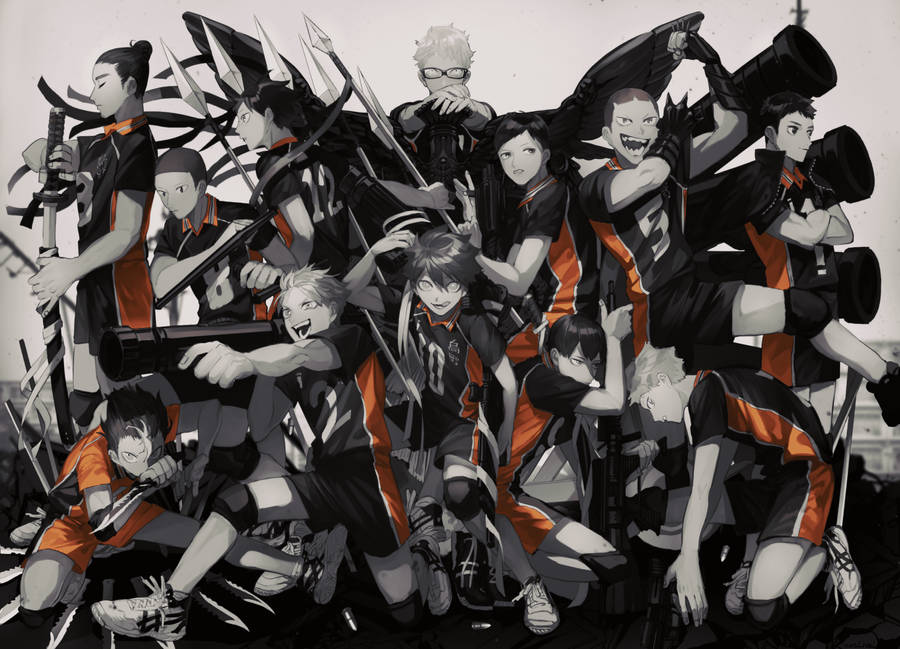 Haikyuu Teams Holding Weapons Wallpaper