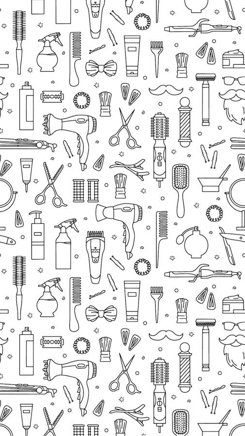 Hair Salon Beauty Tools Doodle Sticker Wallpaper