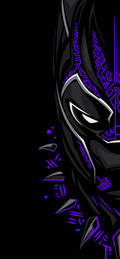 Half-face Black Panther Dark Purple Iphone Wallpaper