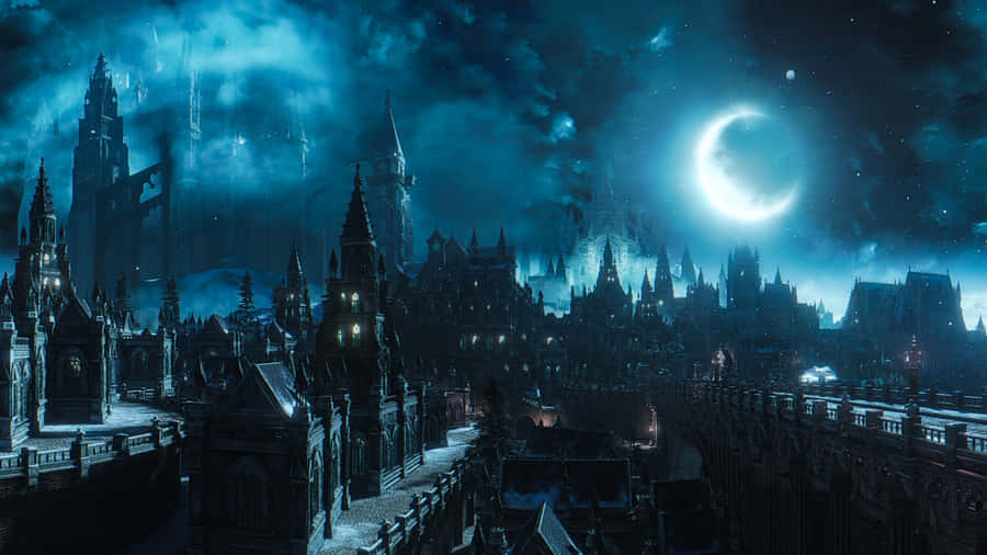 Half Moon In Dark City 4k Wallpaper