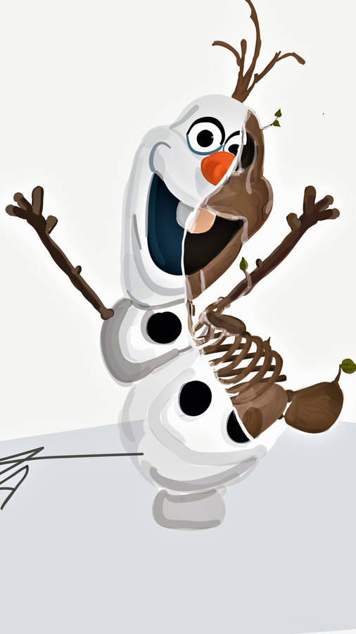 Half Olaf Skeleton Art Wallpaper