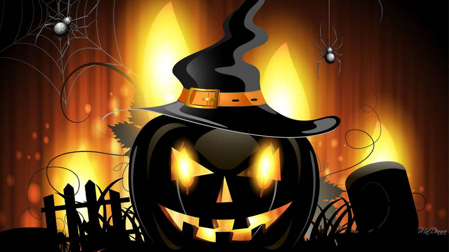 Halloween Pumpkin Witch Wallpaper