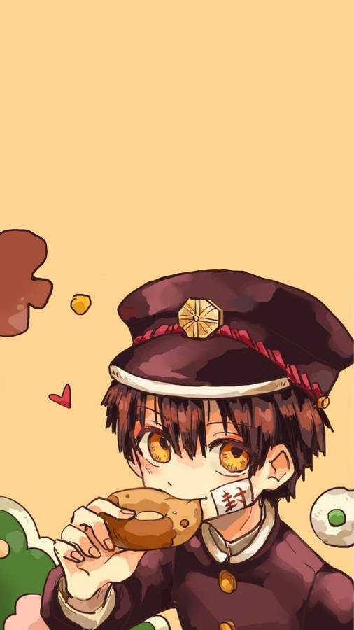 Hanako Kun Enjoying Doughnut Time Wallpaper