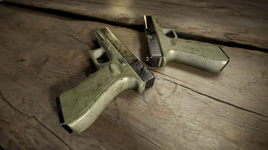 Handgunson Wooden Background Wallpaper