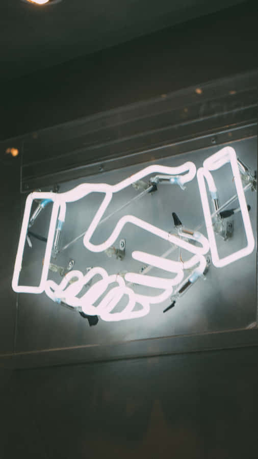 Handshake Neon Sign Wallpaper