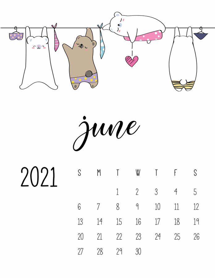 Hanging Bears June Calendar 2021 Wallpaper