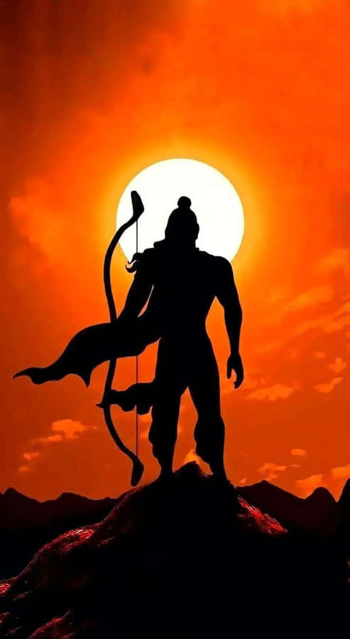 Hanuman Silhouette Against Sun Wallpaper