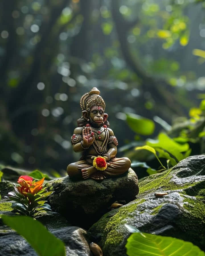 Hanuman Statuein Nature Setting Wallpaper