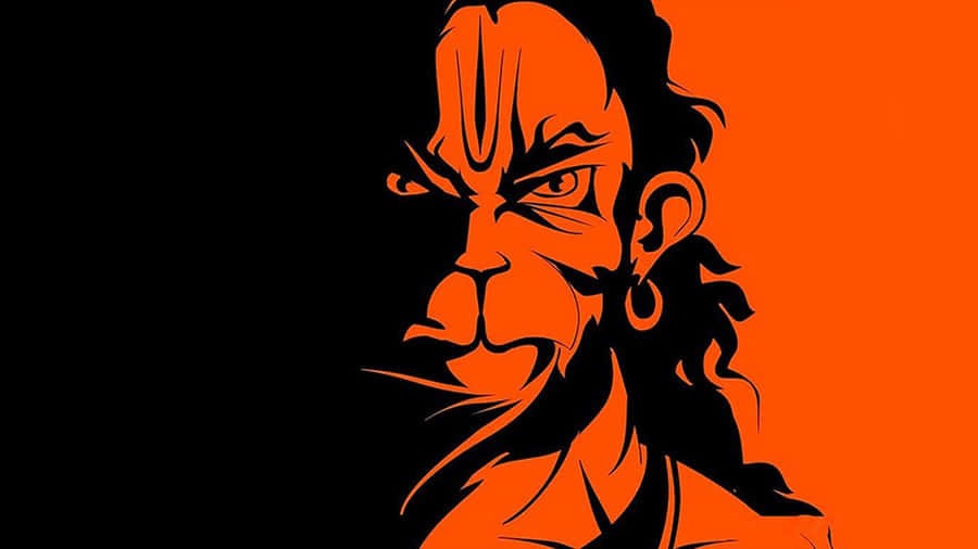 Hanuman Vector Art Orange Black Wallpaper